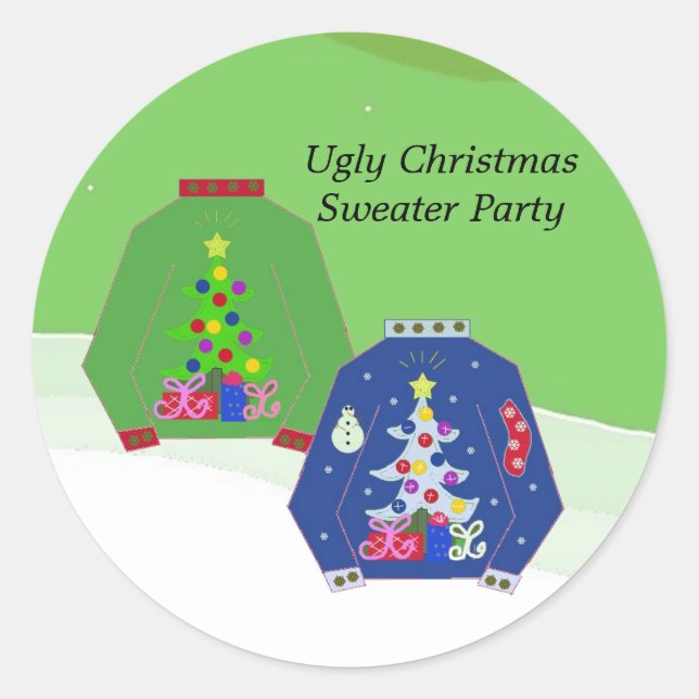 Ugg Christmas Sweater Party Runder Aufkleber (Vorderseite)
