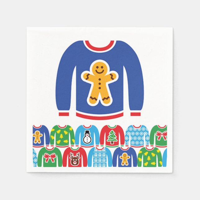 Ugg Christmas Sweater Party Xmas Gingerbread Man Serviette (Vorderseite)