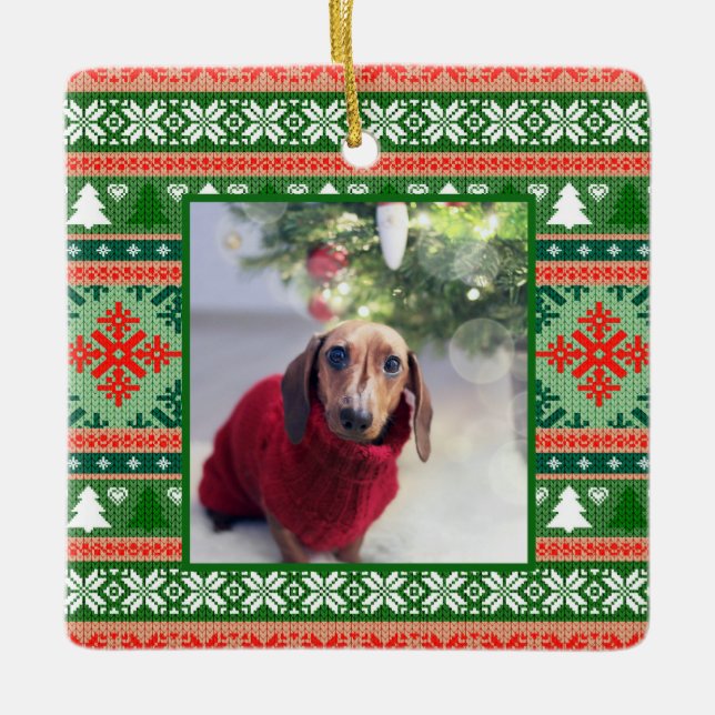 Ugg Christmas Sweater Pet Foto Keramikornament (Vorderseite)