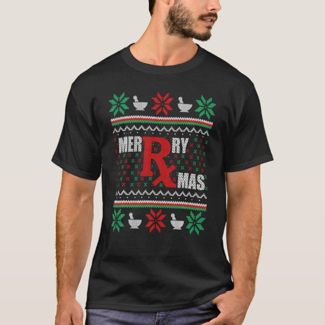Ugg Christmas Sweater Pharmacy Tech Merry Xmas Ph T-Shirt (Vorderseite)