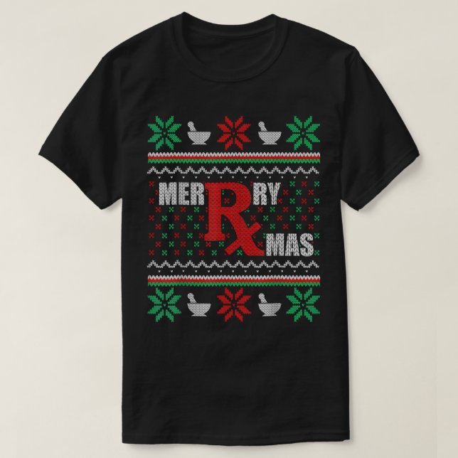 Ugg Christmas Sweater Pharmacy Tech Merry Xmas Ph T-Shirt (Design vorne)