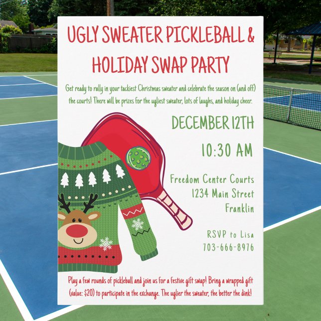Ugg Christmas Sweater Pickleball Geschenktausch Einladung (Von Creator hochgeladen)