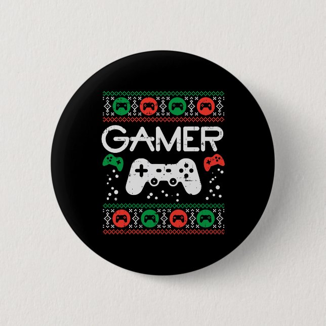 Ugg Christmas Sweater Retro Video Game Xmas Boys Button (Vorderseite)