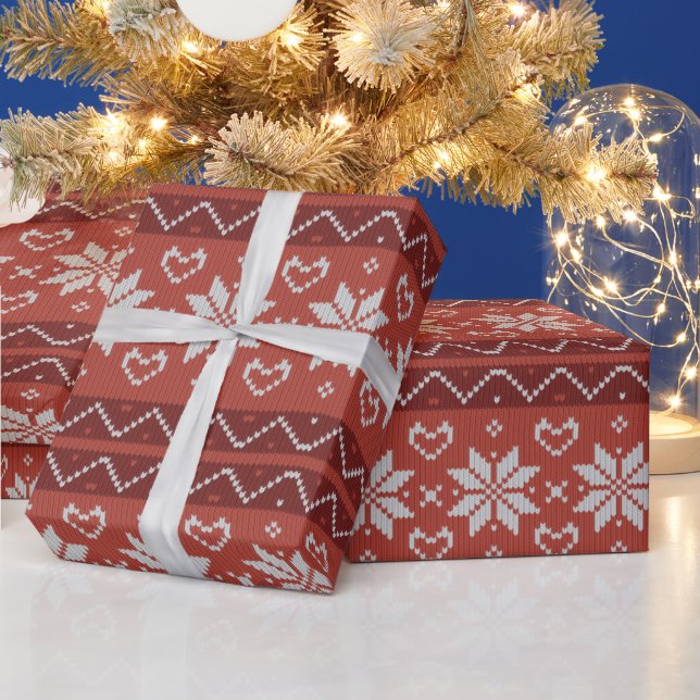 Ugg Christmas Sweater skandinavischer Strick Red H Geschenkpapier (Feiertage)