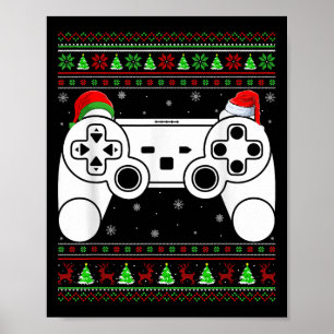 Ugg Christmas Sweater Video Game Controller Xmas Poster