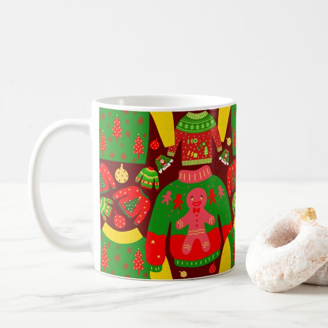 Ugg Christmas Sweaters Pattern Festive Cool Funny Kaffeetasse (Mit Donut)