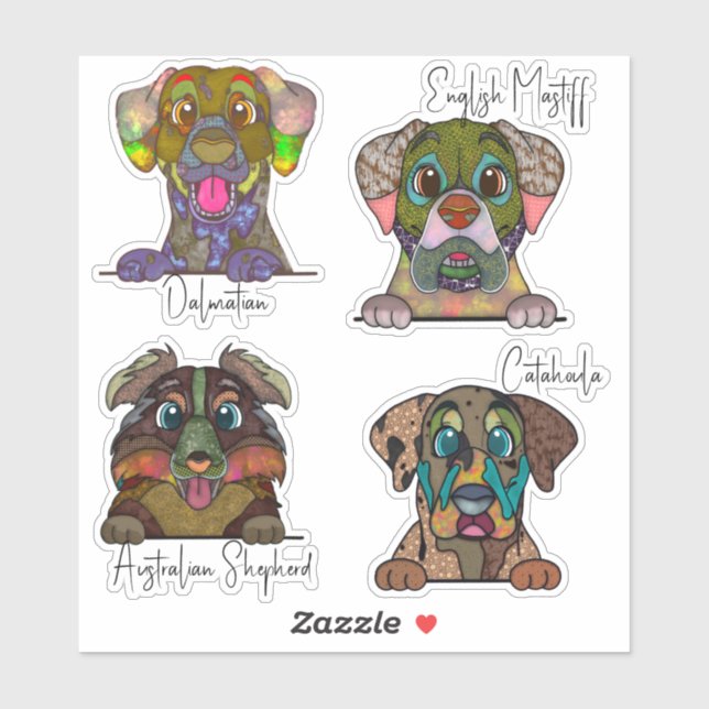 Ugg Dog Face Abstrakt Art Sticker Pack (Blatt)