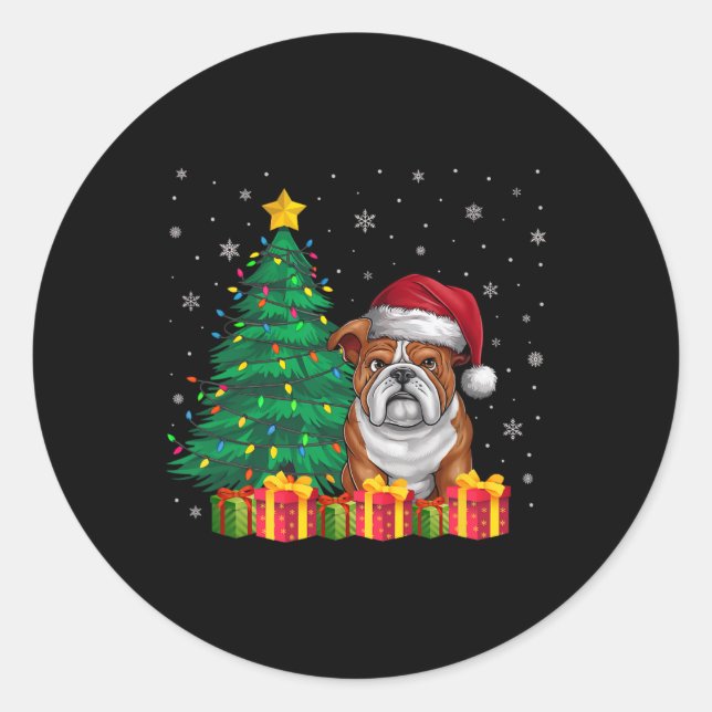 Ugg English Bulldog Weihnachtsmannmütze Christmas  Runder Aufkleber (Vorderseite)