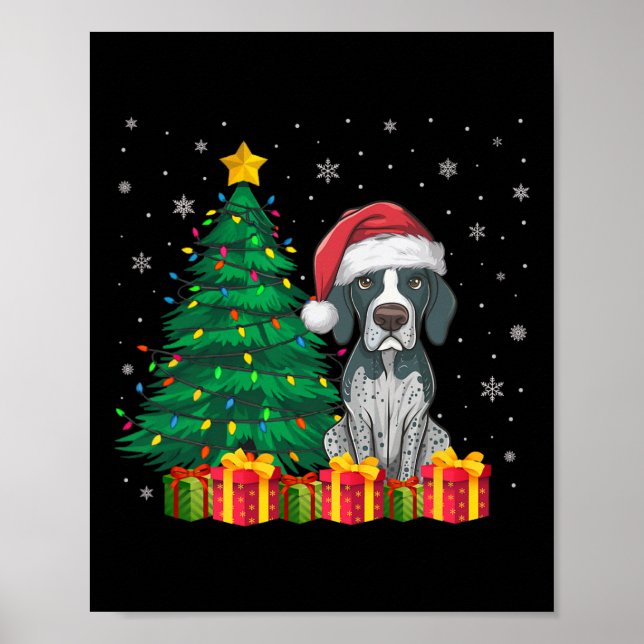 Ugg English Pointer Weihnachtsmannmütze Weihnachts Poster (Vorne)