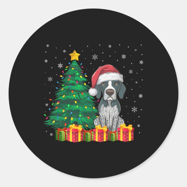 Ugg English Pointer Weihnachtsmannmütze Weihnachts Runder Aufkleber (Vorderseite)