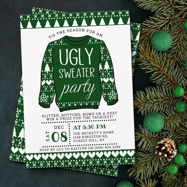 Ugg Green Christmas Sweater Holiday Party Einladung (Von Creator hochgeladen)