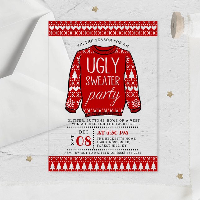 Ugg Red Christmas Sweater Holiday Party Acryleinladungen (Von Creator hochgeladen)