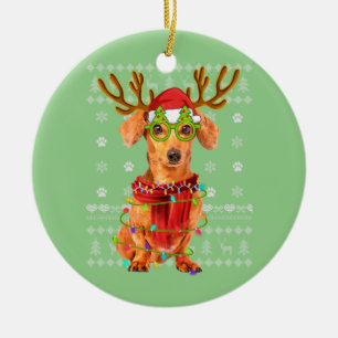Ugg Sweater Christmas Lights Dackel Hund Welpe Keramik Ornament