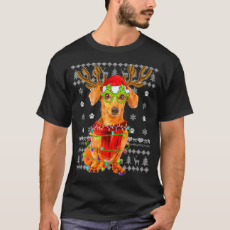 Ugg Sweater Christmas Lights Dackel Hund Welpe T-Shirt