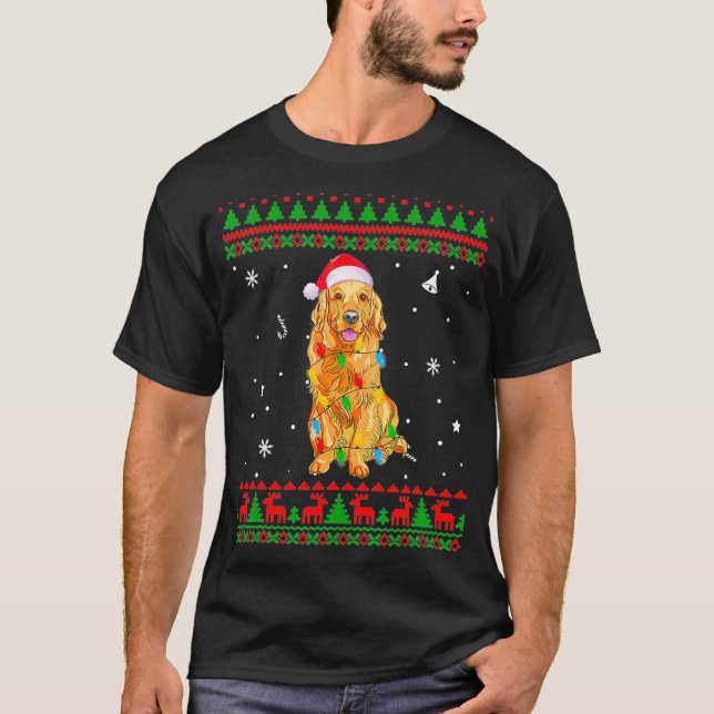 Ugg Sweater Christmas Lights Golden Retriever Dog T-Shirt (Vorderseite)