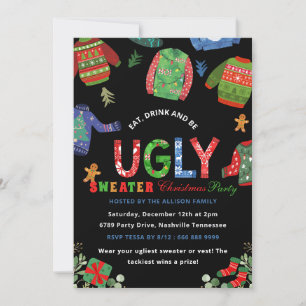 Ugg Sweater Christmas Party Chalkboard Einladung