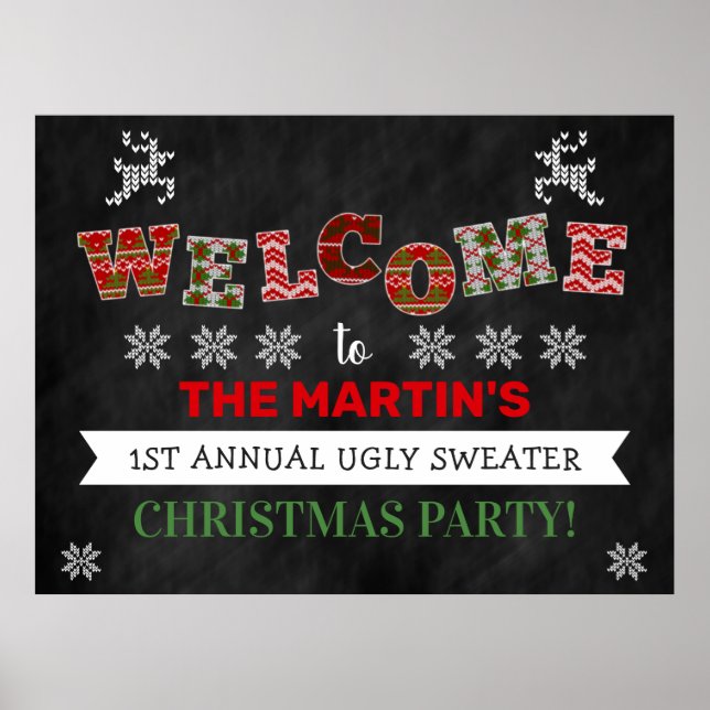 Ugg Sweater Weihnachtsfeier Begrüßungsabzeichen Poster (Vorne)