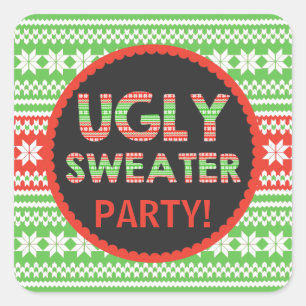 Ugg Sweater Word Art Weihnachtsaufkleber für Party Quadratischer Aufkleber