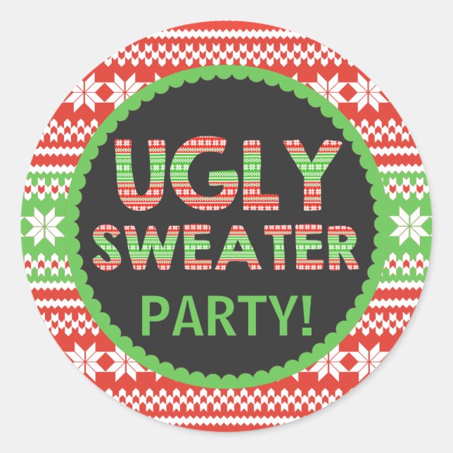 Ugg Sweater Word Art Weihnachtsaufkleber für Party Runder Aufkleber (Vorderseite)