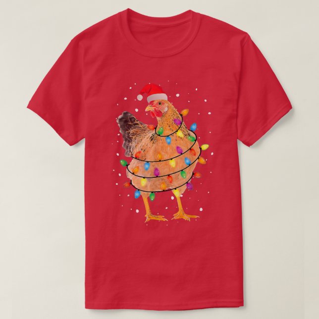 Ugg Weihnachtshähnchen Weihnachtsmannmütze Lights  T-Shirt (Design vorne)