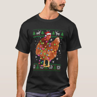 Ugg Weihnachtshähnchen Weihnachtsmannmütze Lights  T-Shirt