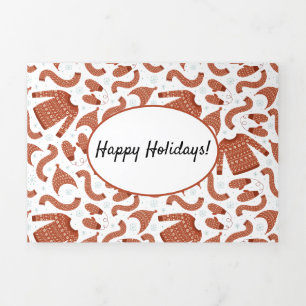 Ugge Christmas Sweater Hat Scarf Red White Dreifach Gefaltete Urlaubskarte