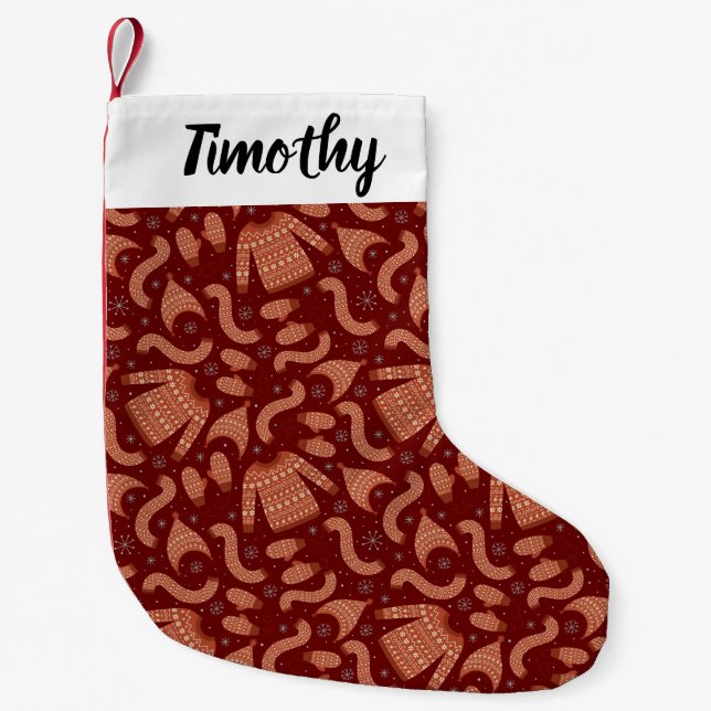 Ugge Christmas Sweater Hat Scarf Red White Kleiner Weihnachtsstrumpf (Vorderseite)