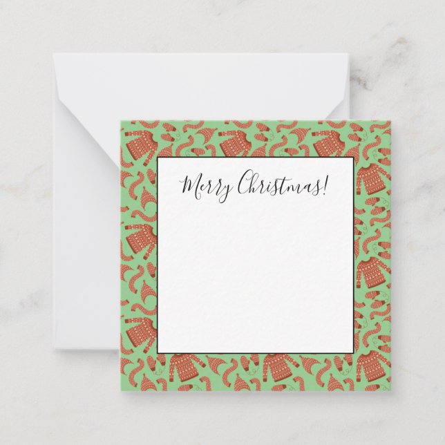 Ugge Christmas Sweater Hat Scarf Red White Mitteilungskarte (Vorderseite)