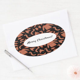 Ugge Christmas Sweater Hat Scarf Red White Ovaler Aufkleber