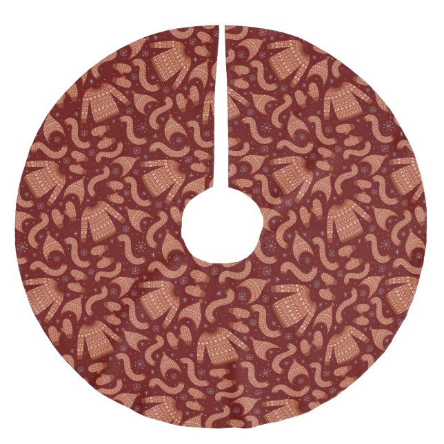 Ugge Christmas Sweater Hat Scarf Red White Polyester Weihnachtsbaumdecke (Vorderseite)