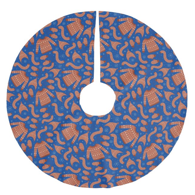 Ugge Christmas Sweater Hat Scarf Red White Polyester Weihnachtsbaumdecke (Vorderseite)