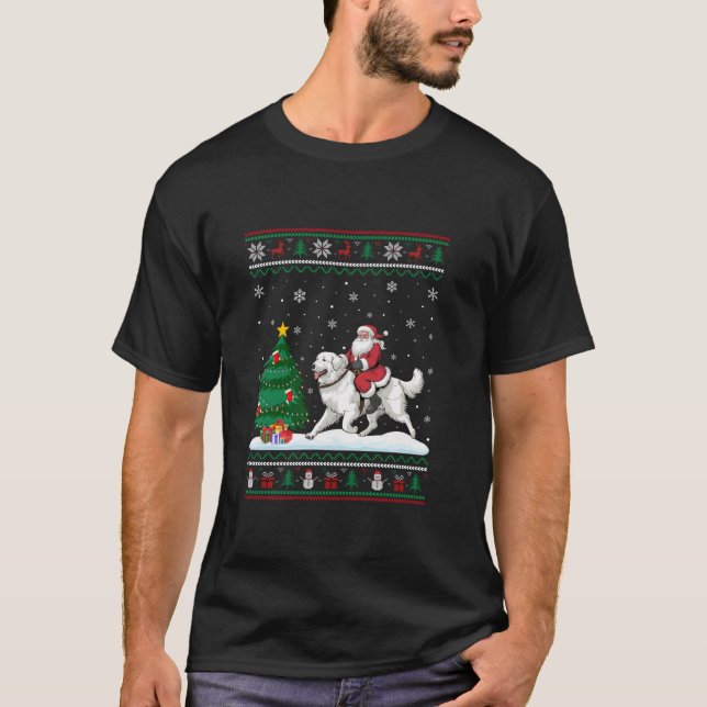 Ugge Christmas Tree Lights Santa Riding Great Pyre T-Shirt (Vorderseite)