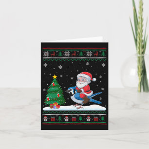 Ugge Christmas Tree Lights Xmas Santa Riding Blue Karte