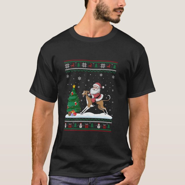 Ugge Christmas Tree Lights Xmas Santa Riding Whipp T-Shirt (Vorderseite)