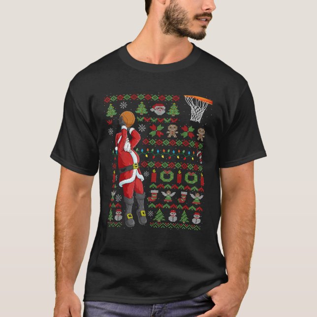 Ugge Weihnachten Weihnachtsmann Basketball Geschen T-Shirt (Vorderseite)