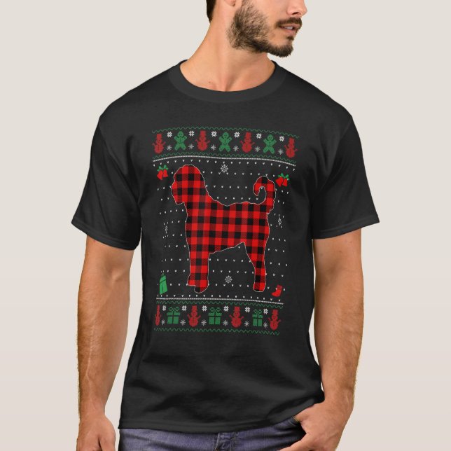 Uggi Christmas Red Kariert Goldendoodle Dog Matchi T-Shirt (Vorderseite)