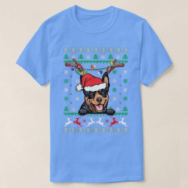 Uggli Christmas Australian Kelpie Reindeer Light X T-Shirt (Design vorne)