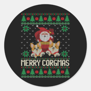 Uggor Christmas Merry Corgmas Corgi Dog Christmas Runder Aufkleber