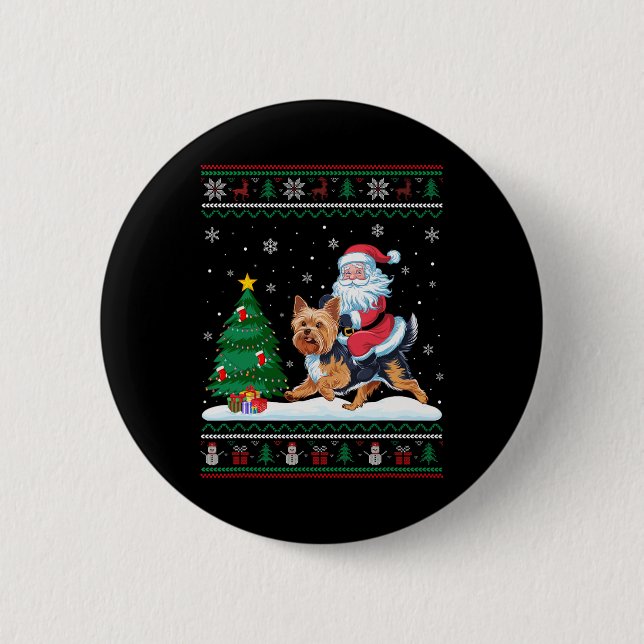 Ugguler Weihnachtsbaum Lichter Xmas Santa Riding Y Button (Vorderseite)