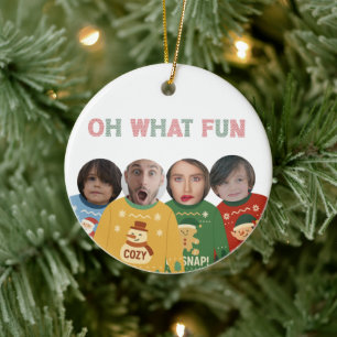 Uggulwein Sweater Funny Face Personalisiert Keramik Ornament