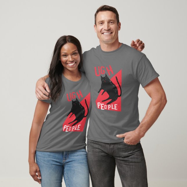 Ugh People Black Cat T-Shirt (Unisex)