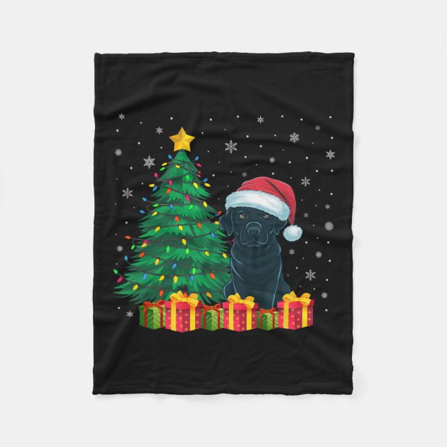 Ugi Black Labrador Weihnachtsmannmütze Weihnachtsl Fleecedecke (Vorderseite)