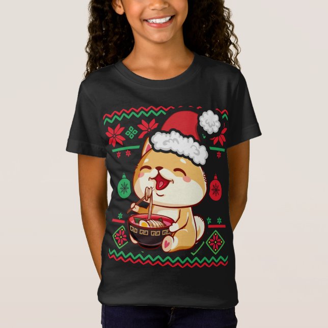 Ugi Christmas Sweater Kawaii Anime Shiba Inu Eati T-Shirt (Vorderseite)