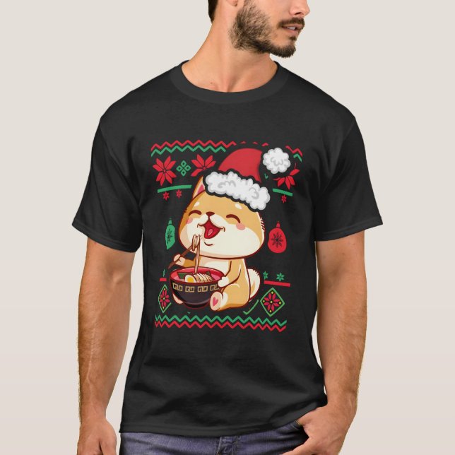 Ugi Christmas Sweater Kawaii Anime Shiba Inu Eati T-Shirt (Vorderseite)