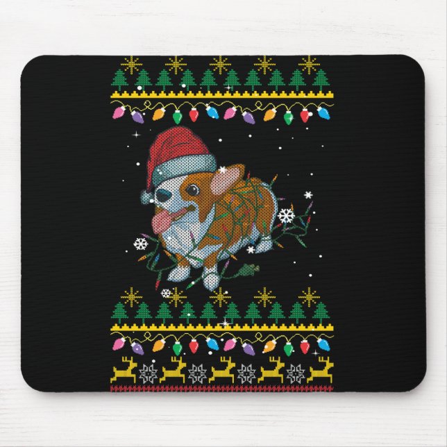 Ugi Christmas Sweatshirt Corgi Christmas Lights Mousepad (Vorne)
