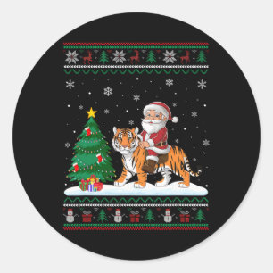 Ugi Christmas Tree Lights Xmas Santa Riding Benga Runder Aufkleber