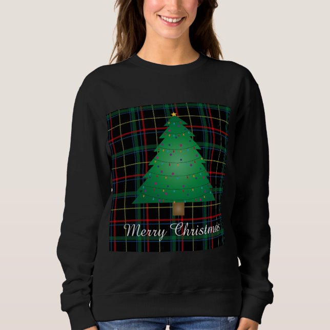 Ugi Karierter Weihnachtsbaum Sweatshirt (Vorderseite)