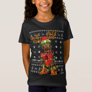 Ugi Sweater Christmas Lights Rottweiler Dog Welpe T-Shirt