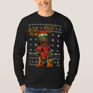 Ugi Sweater Christmas Lights Rottweiler Dog Welpe T-Shirt