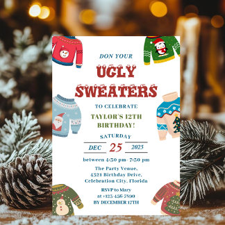 Ugi Sweater Holiday Winter Geburtstagsparty Einladung